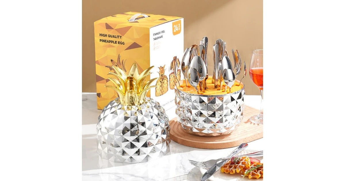 ORGANIZADOR DE CUBIERTOS X24 PIÑA (DORADA)