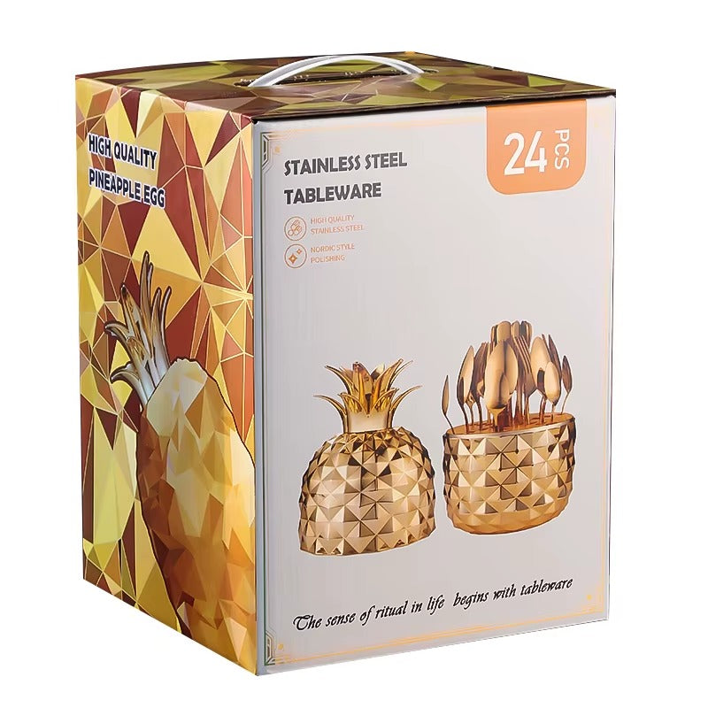 ORGANIZADOR DE CUBIERTOS X24 PIÑA (DORADA)